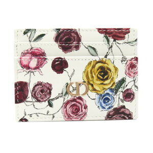 Dior Caro card holder Wallet case white calfskin floral